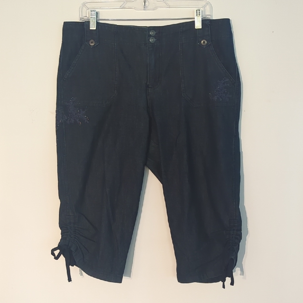 Gloria Vanderbilt Dark Denim Jeans Bermudas Size 12
